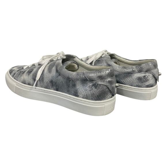 J Slides Lacee Sneaker Leather Leopard Snake Print Silver Black Size 10 Low Top - Picture 6 of 13